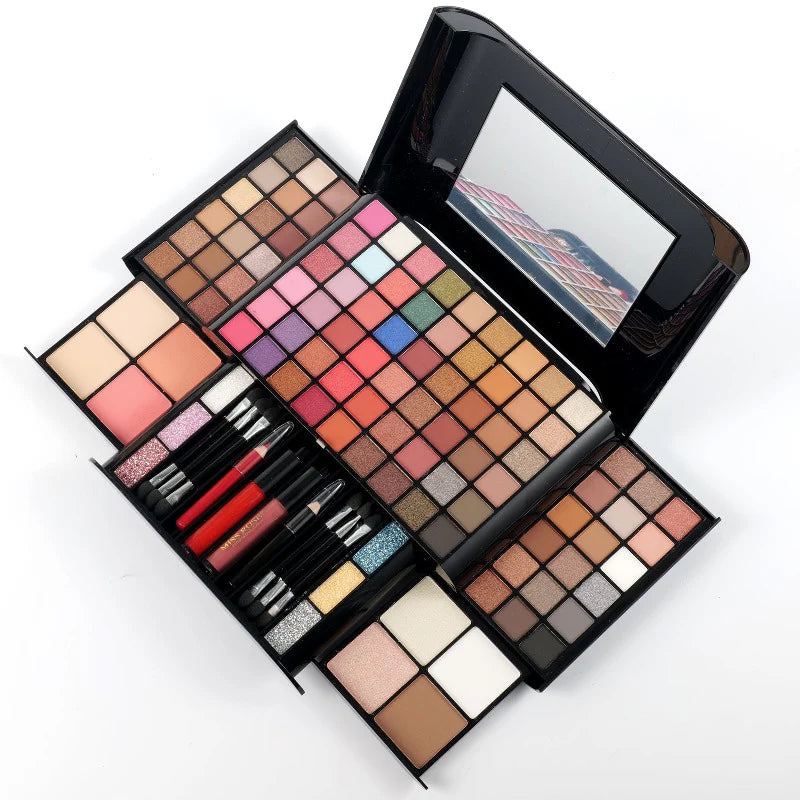 Miss Rose Travel Makeup Kit – 90 Eyeshadows, Face Essentials, Gloss & Glitter | All-in-One Portable Beauty Set for Endless Looks
