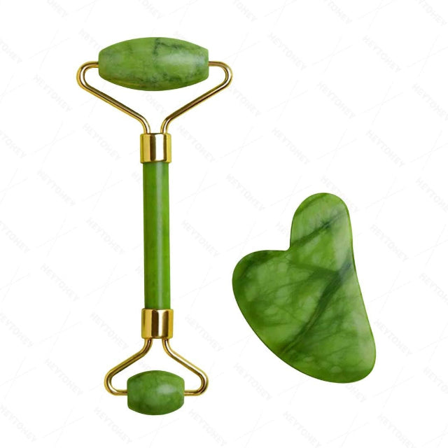 100% Natural Jade Roller &amp; Gua Sha Set