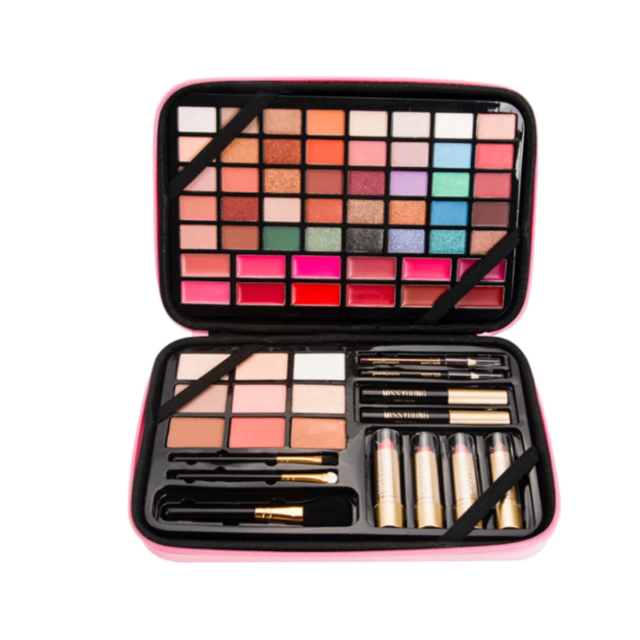 Complete Face Makeup Box with Brushes & Applicators