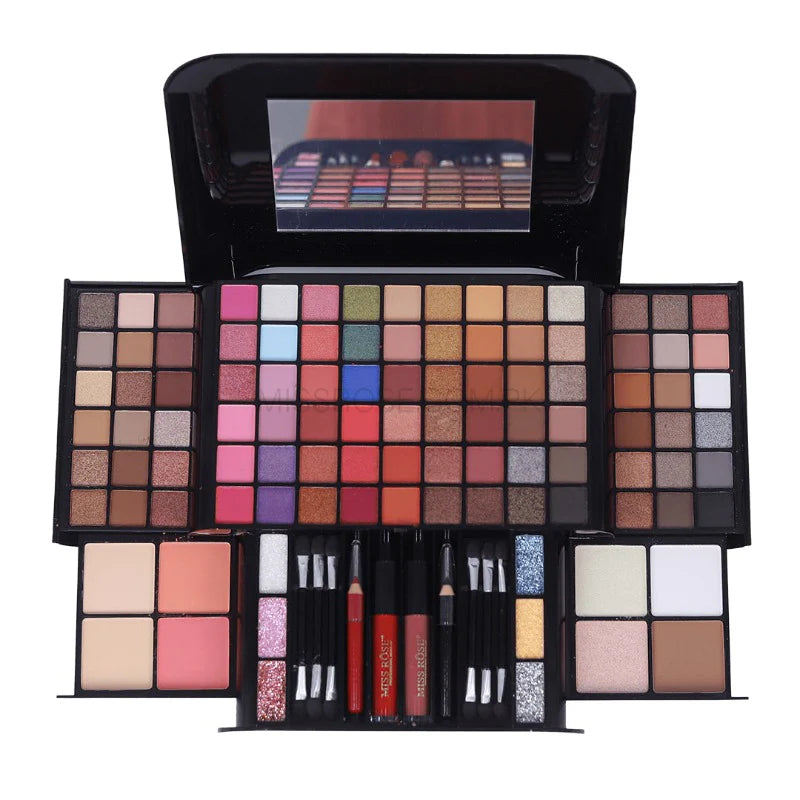 Miss Rose Travel Makeup Kit – 90 Eyeshadows, Face Essentials, Gloss & Glitter | All-in-One Portable Beauty Set for Endless Looks