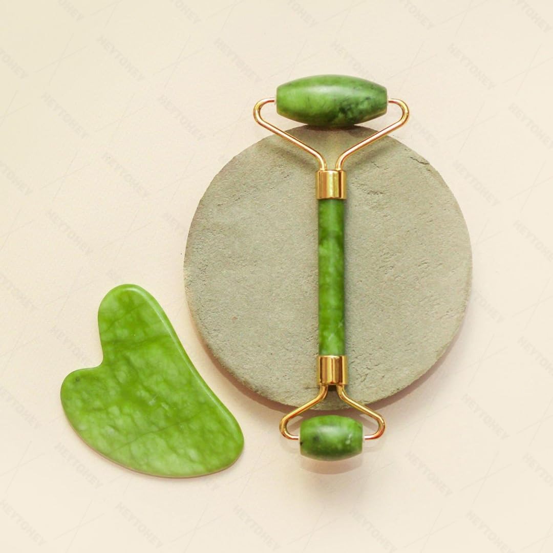 100% Natural Jade Roller &amp; Gua Sha Set