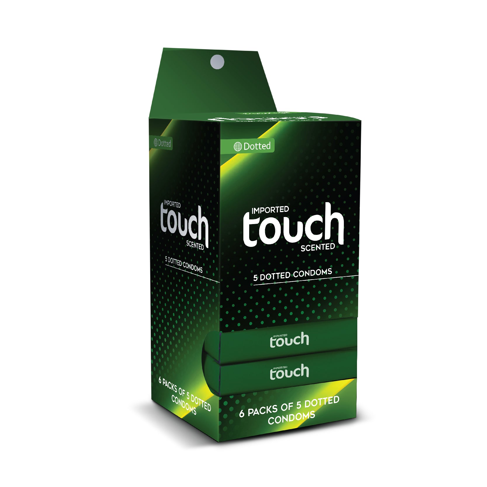 Touch Dotted Condoms Dispenser - Fun Bundle - 30 Pieces (6 x 5's)